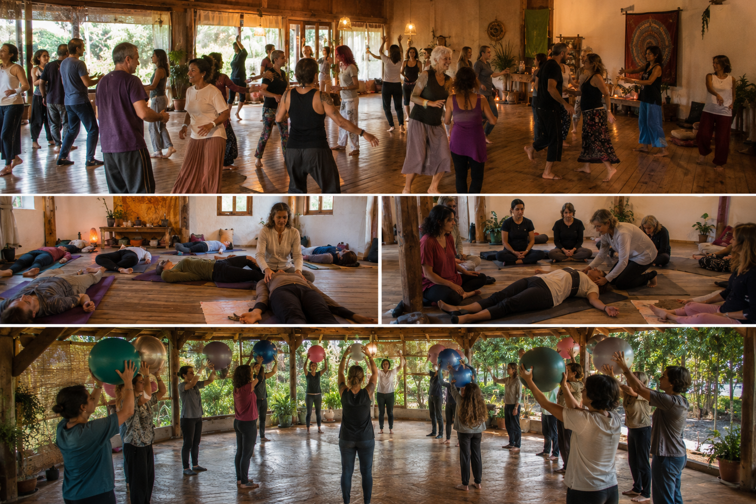 Participantes del retiro holístico de reiki disfrutando experiencias de sanación y bienestar