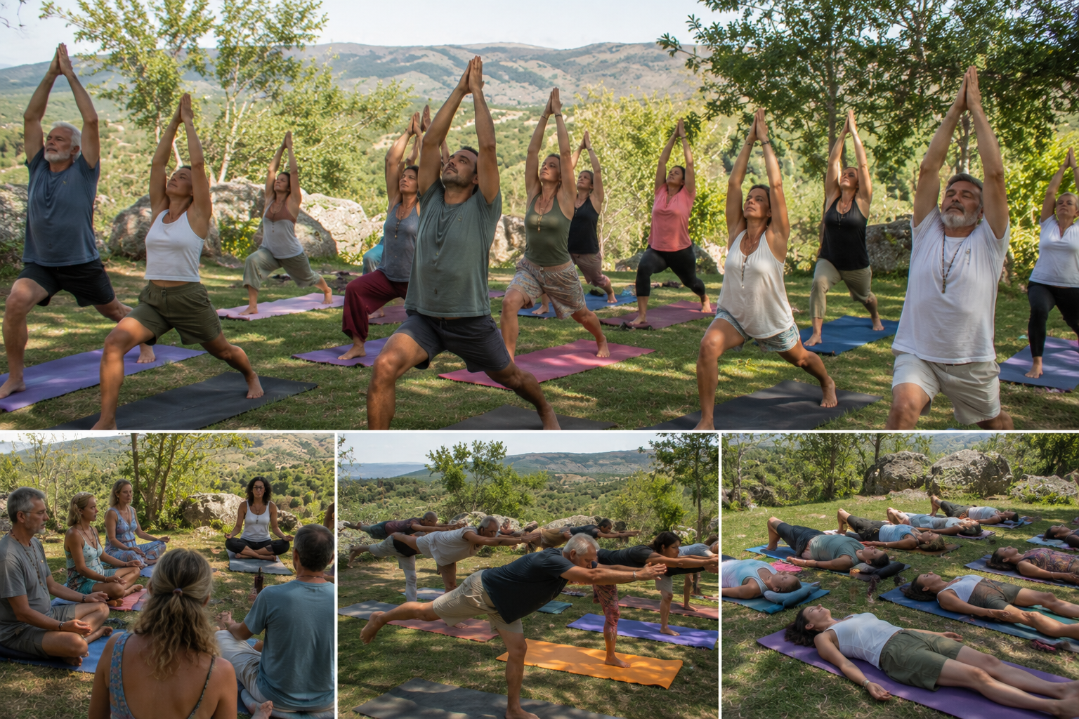 Participantes del retiro holístico de reiki disfrutando experiencias de sanación y bienestar