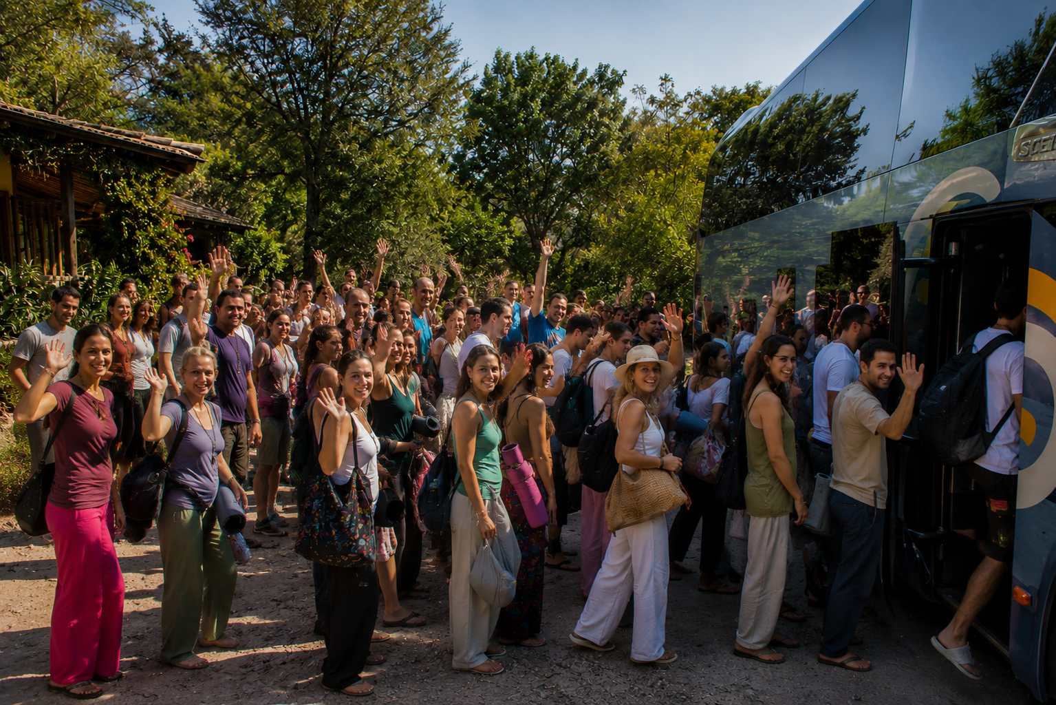 Participantes del retiro holístico de reiki disfrutando experiencias de sanación y bienestar