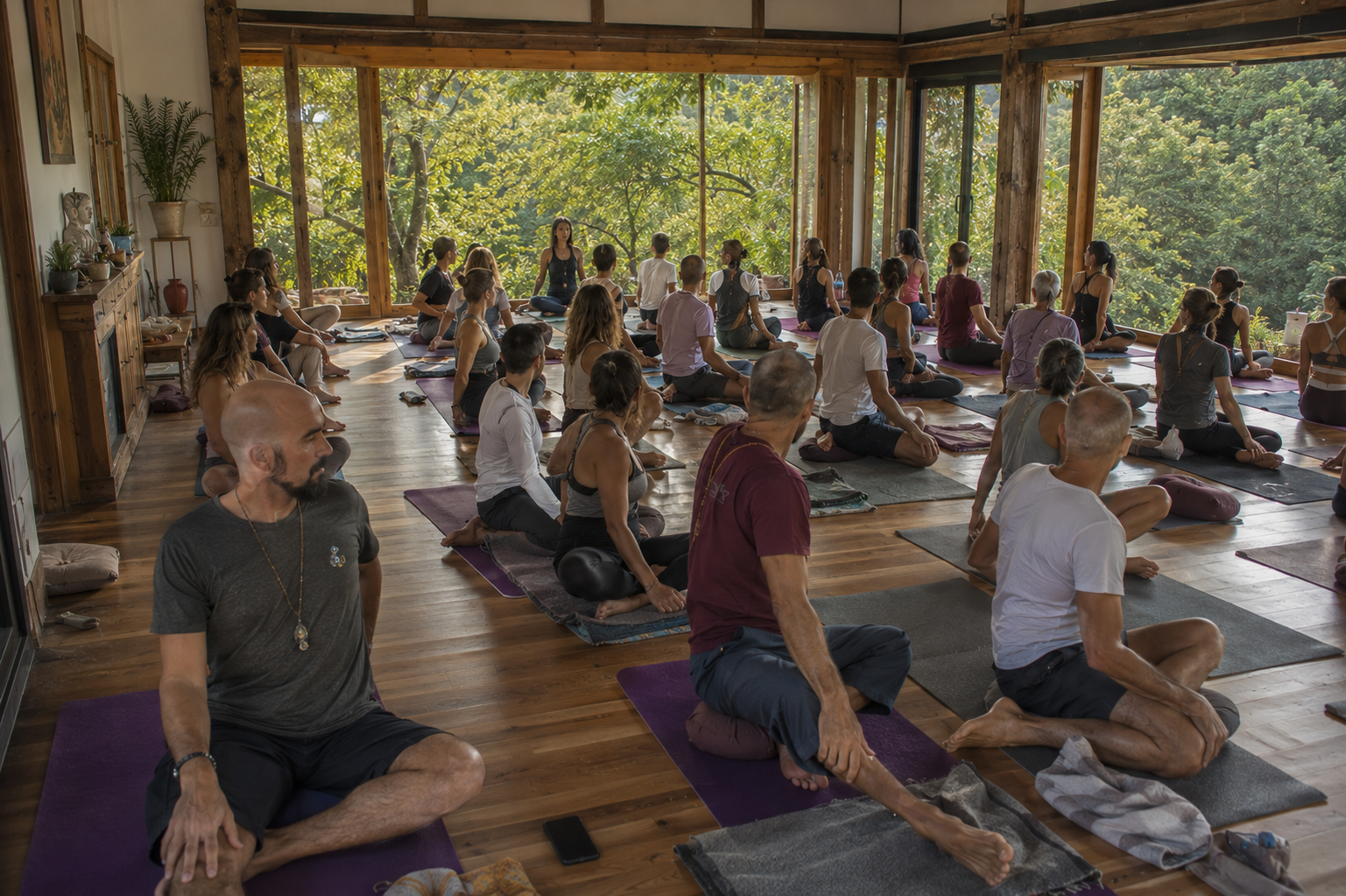 Participantes del retiro holístico de reiki disfrutando experiencias de sanación y bienestar