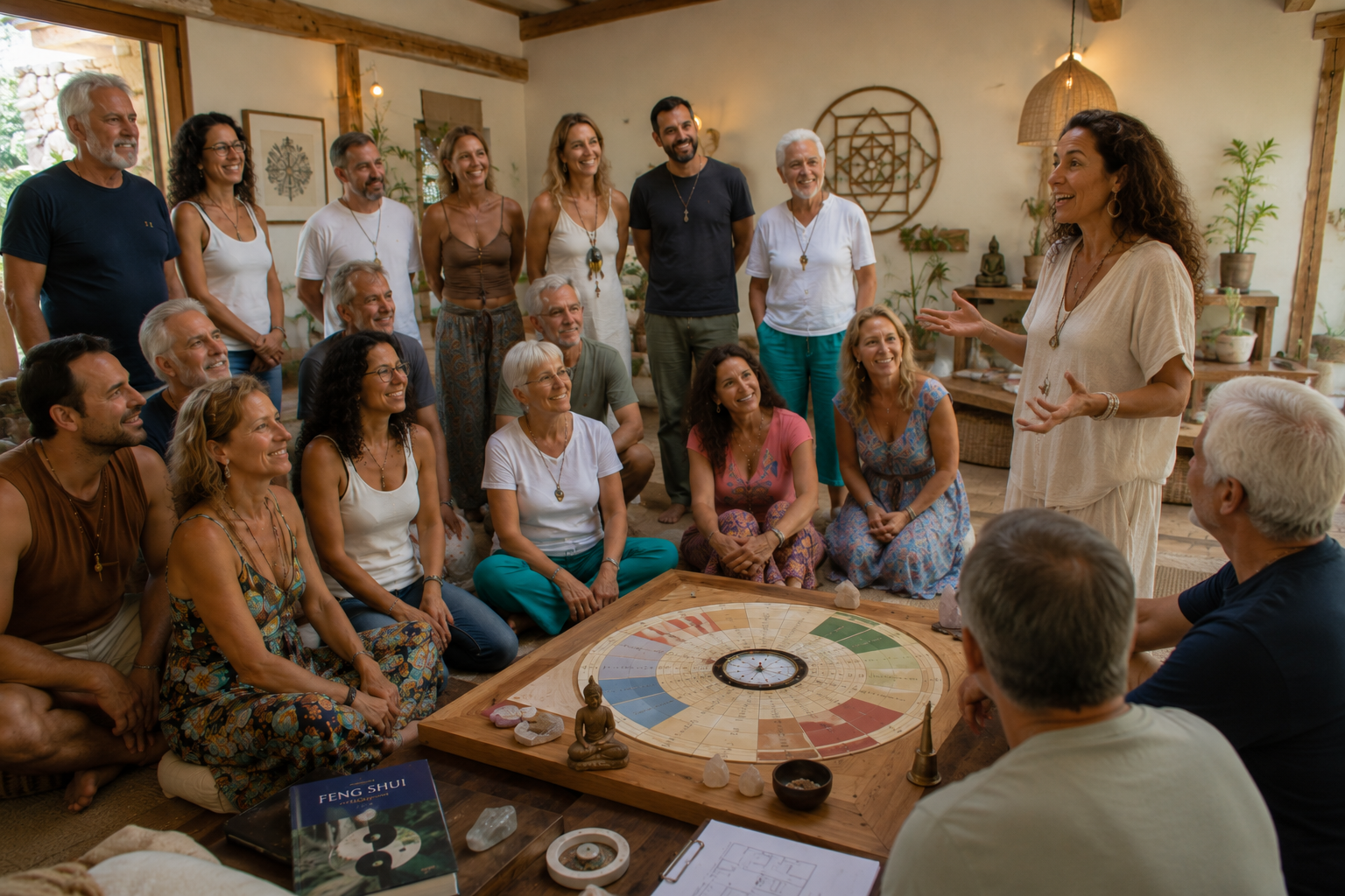 Participantes del retiro holístico de reiki disfrutando experiencias de sanación y bienestar