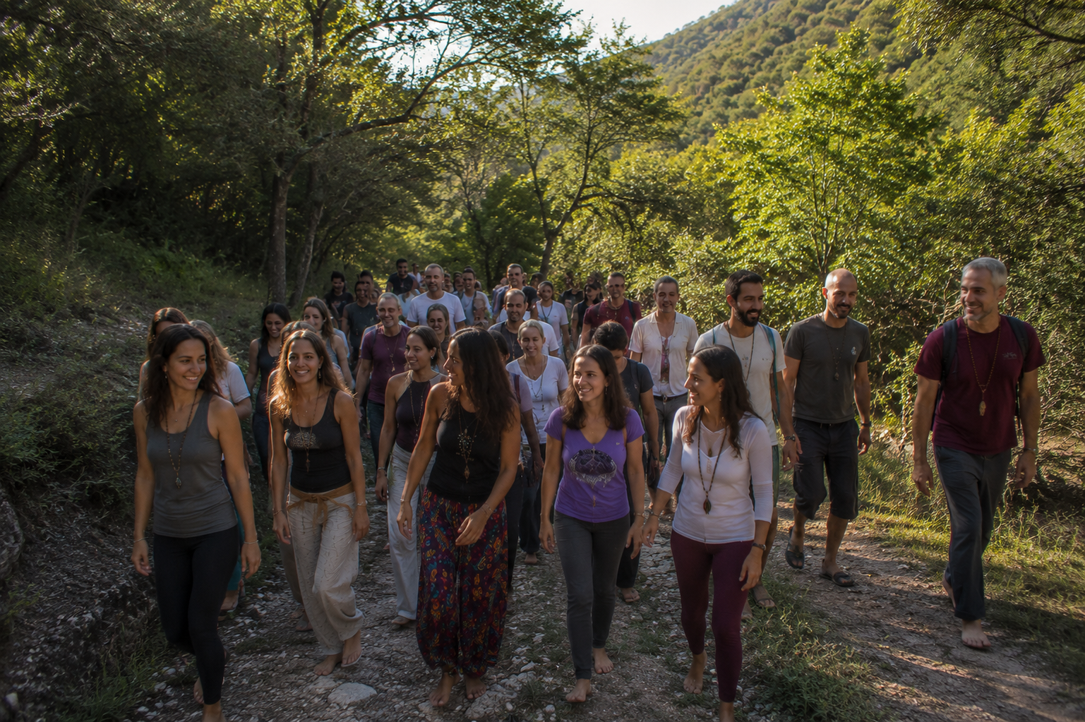 Participantes del retiro holístico de reiki disfrutando experiencias de sanación y bienestar