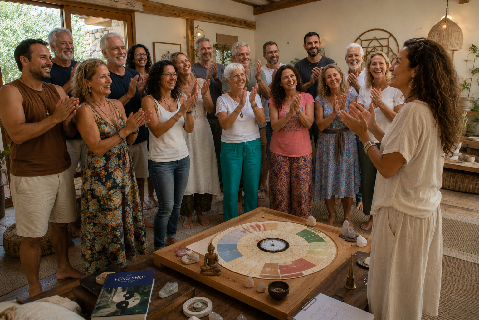 Participantes del retiro holístico de reiki disfrutando experiencias de sanación y bienestar