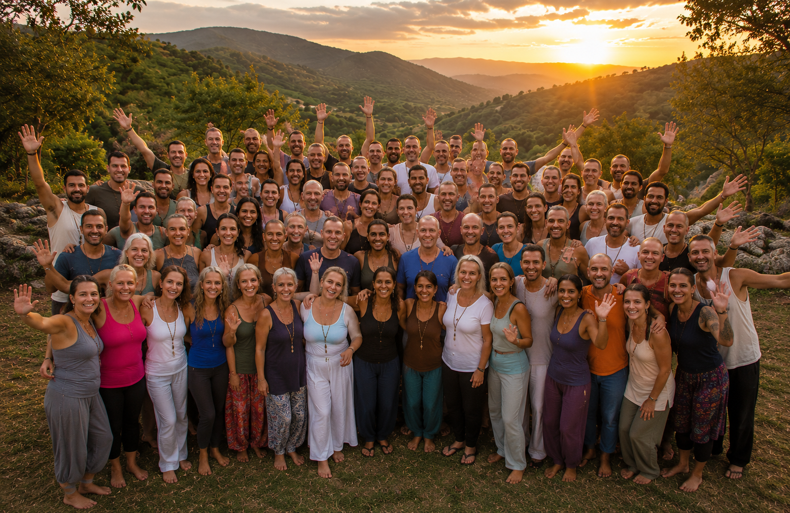 Participantes del retiro holístico de reiki disfrutando experiencias de sanación y bienestar